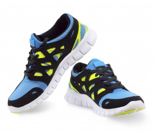 Lightweight running shoes on a white background