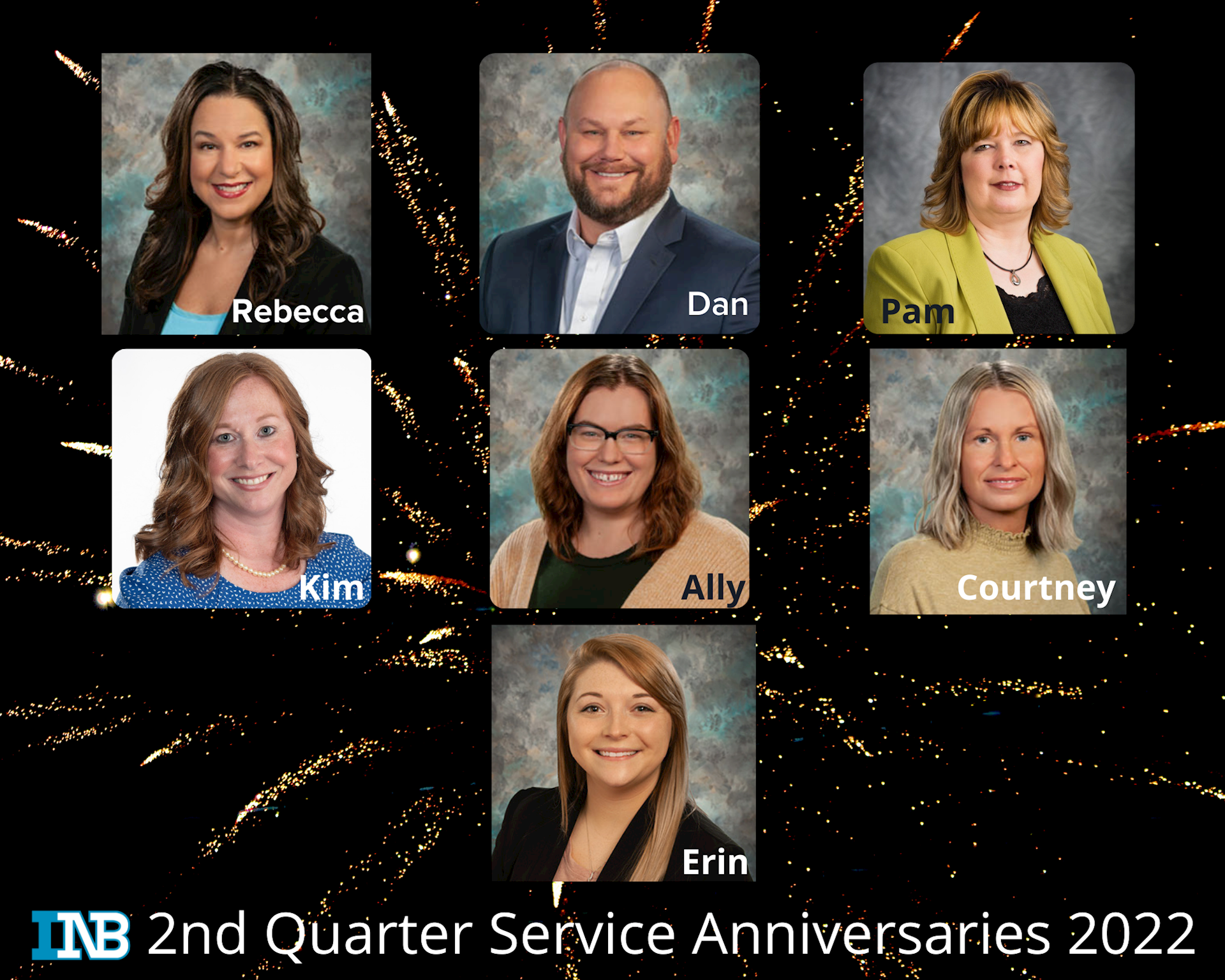 Photos of the employees celebrating service anniversaries