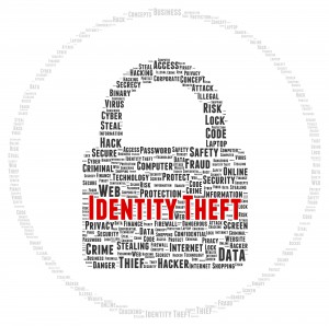 Identity theft word cloud shape concept