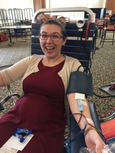 Angela Kirchgesner donates blood