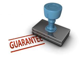 A stamp on a white background that reads: Guarantee