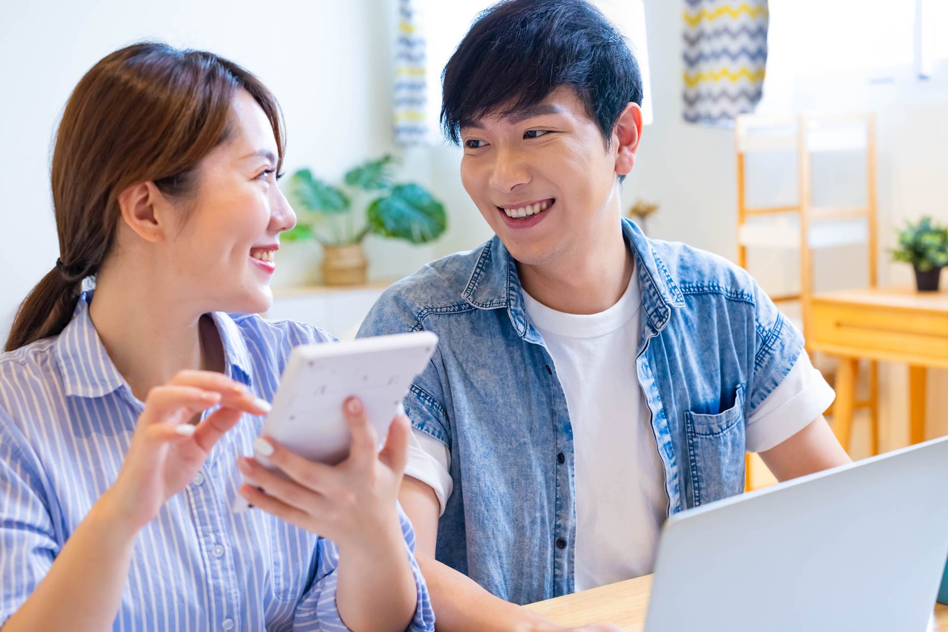 Two people smiling