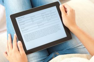 tablet with document