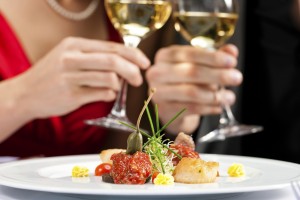 Couple for romantic Dinner or lunch in a gourmet restaurant