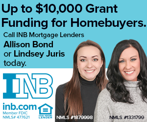 Up to $10,000 grant funding for homebuyers. Call INB Allison Bond or Lindsey Juris.