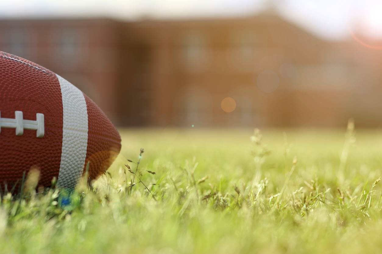 Football in the grass