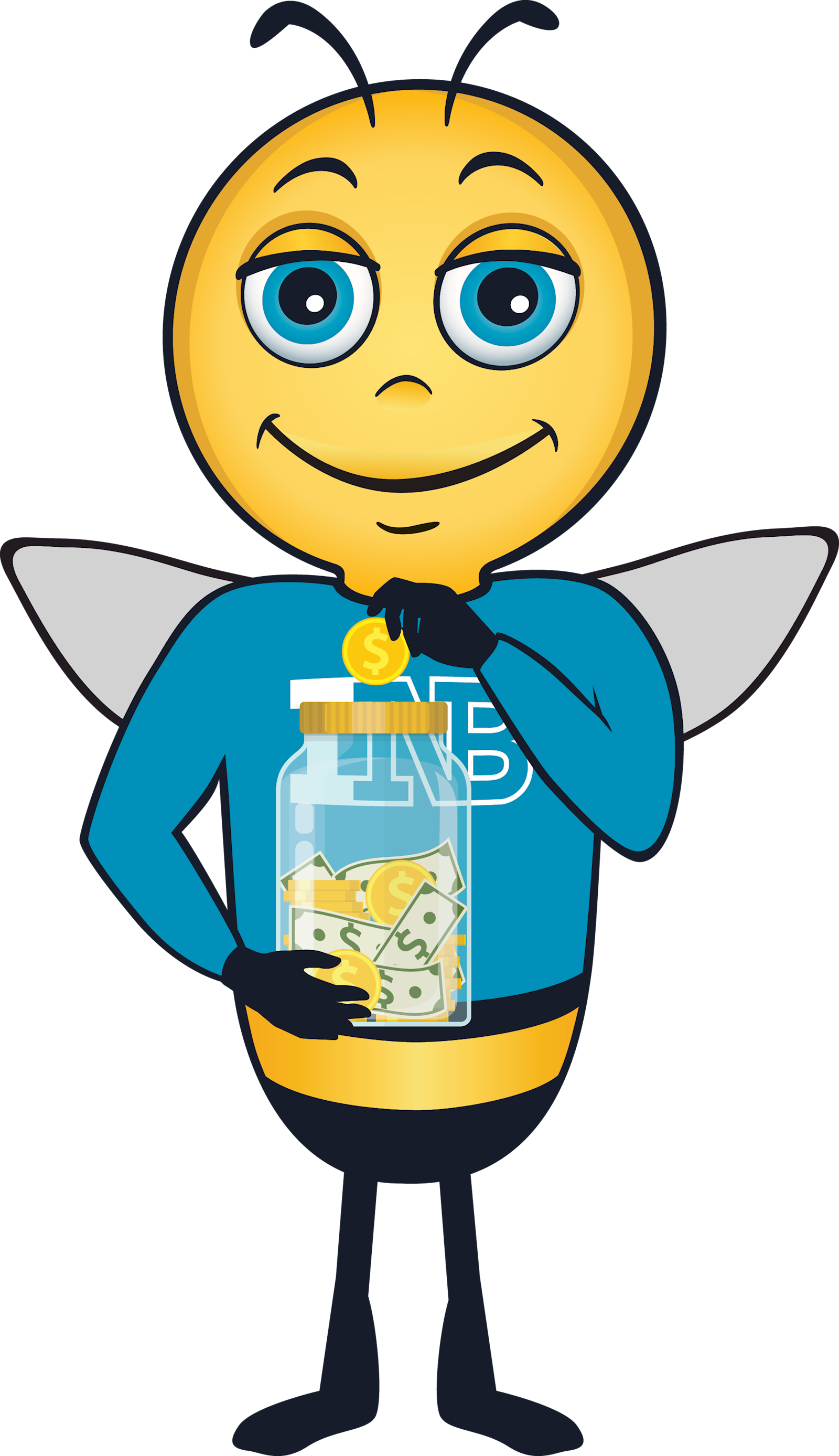 Barnaby with a jar of change