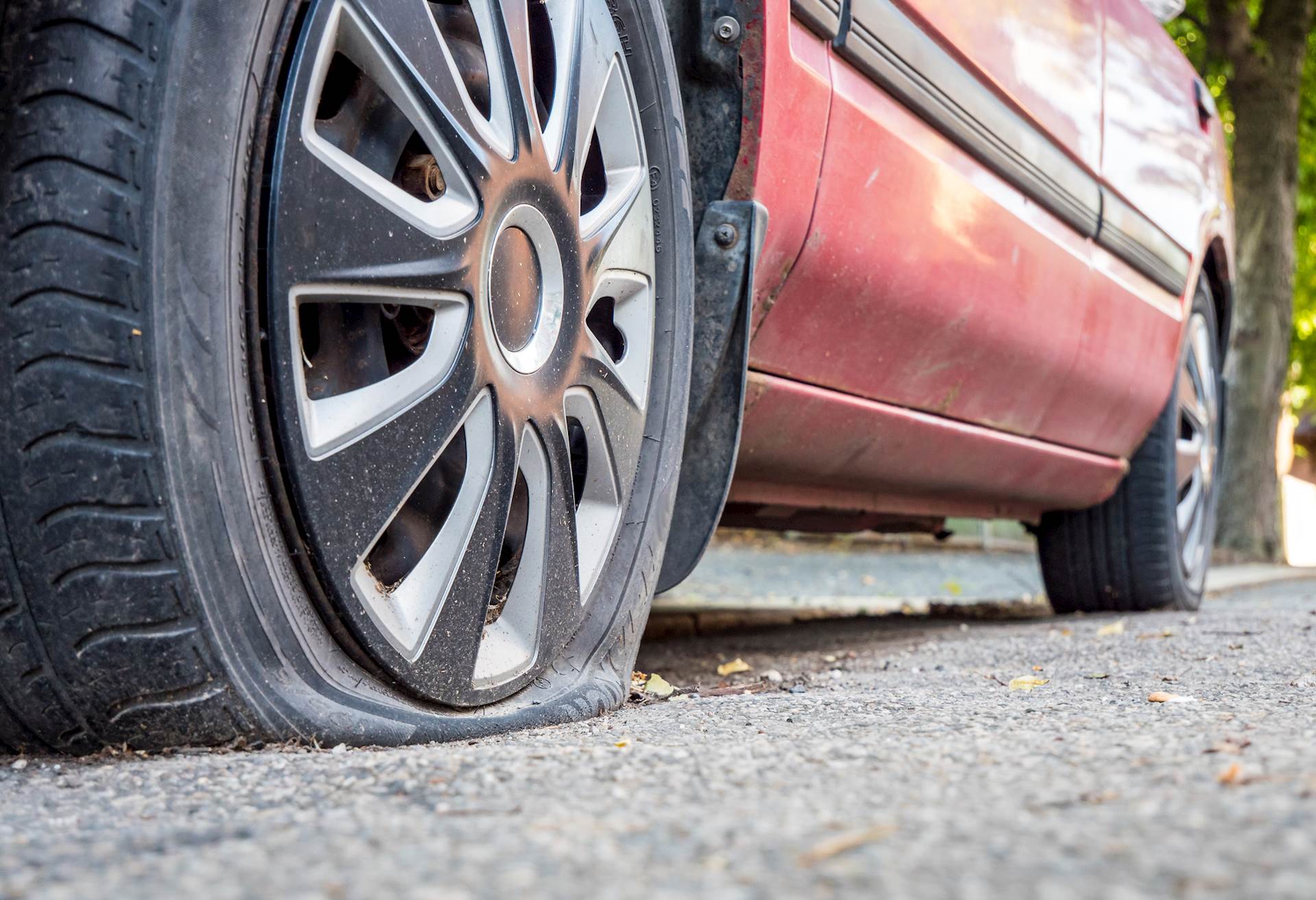 Car with a flat tire